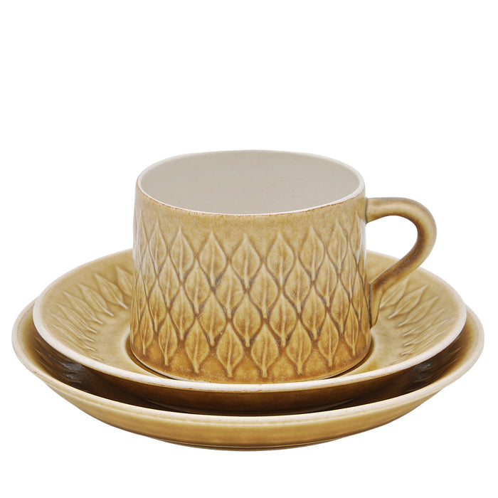J.H. Quistgaard Relief Tea Cup Trio, vintage Cup, Soucer & plate Quistgaard Kronjyden
